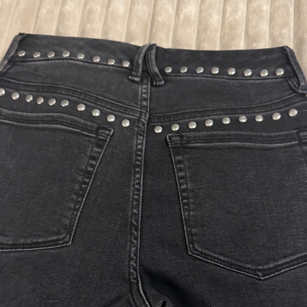 Good American Black Studded Straight Leg Jeans - Picture 3 of 4